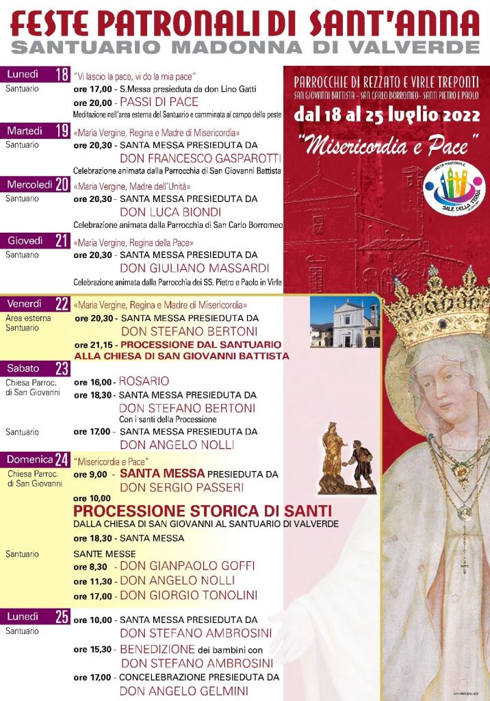 Locandina festa di Sant'Anna al santuario di rezzato 2022